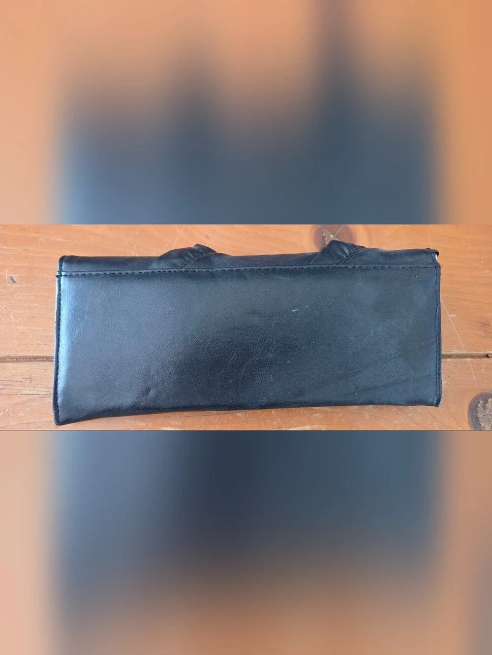 Classic Black Payless Faux Leather Envelope Clutch - Elegant Ruffle Detail
